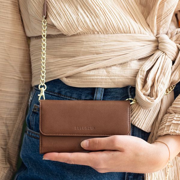 Selencia Pochette amovible en cuir végétalien Eny iPhone Xr - Brun