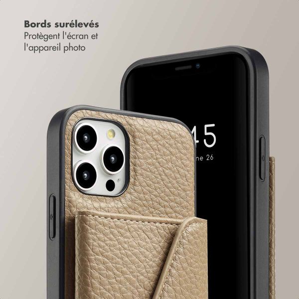 Selencia Coque à cordon avec porte-cartes enveloppe Sera iPhone 12 (Pro) - Beige