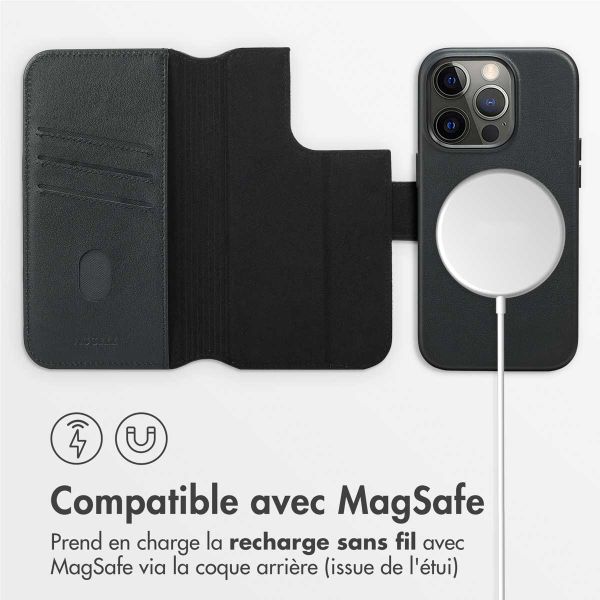 Accezz Étui de téléphone portefeuille en cuir 2-en-1 avec MagSafe iPhone 14 Pro - Onyx Black