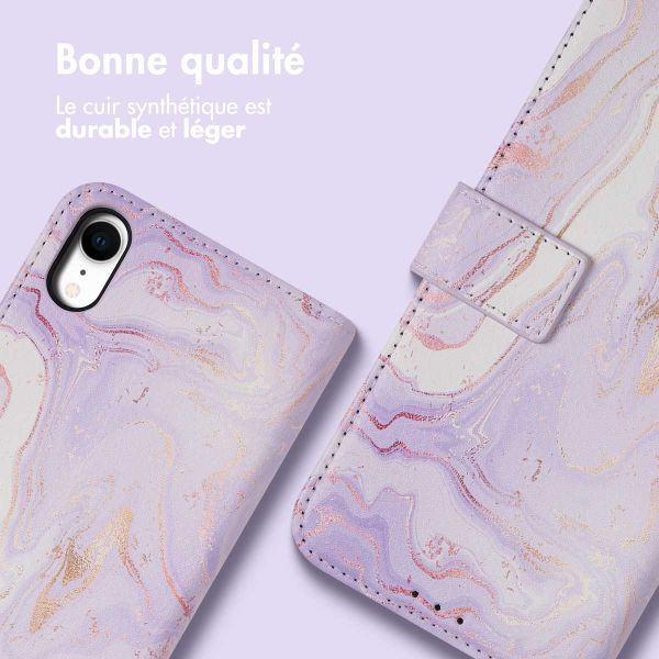 imoshion Étui de télephone portefeuille Design Apple iPhone Xr - Purple Marble