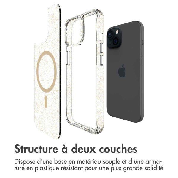 imoshion Coque Pailletée avec MagSafe iPhone 15 - Dorée