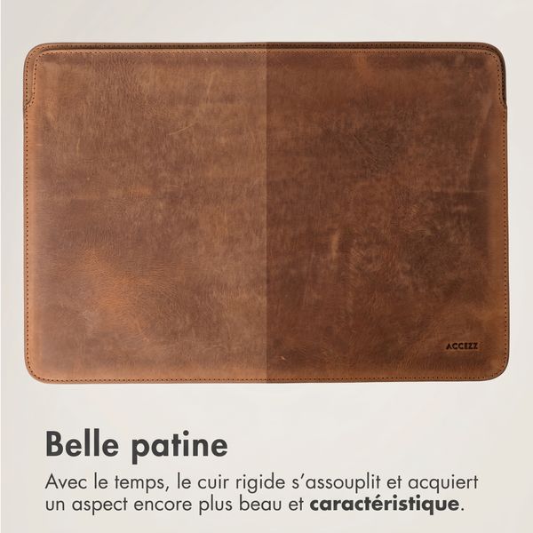 Accezz Leather Pochette ordinateur Apple MacBook 14 pouces - Cognac