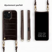 Selencia Nova coque arrière en cuir véritable avec porte-cartes Apple iPhone 16 Pro - Dark Chocolate