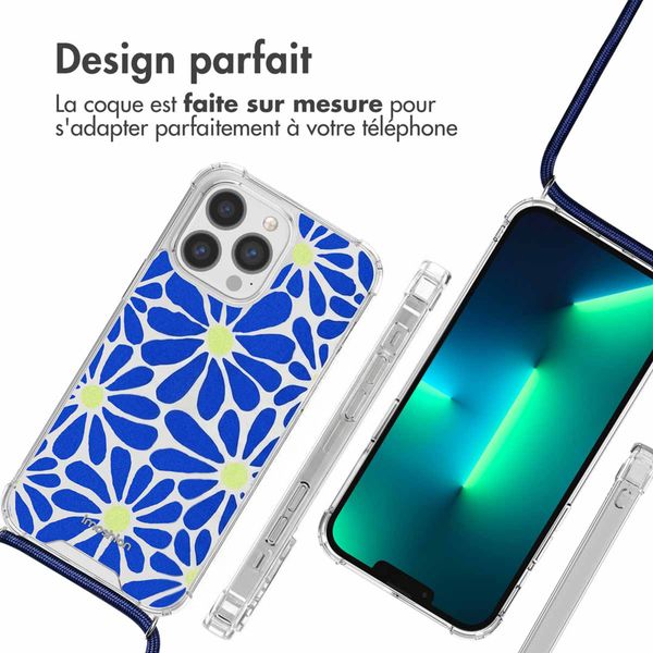 imoshion Coque Design avec cordon Apple iPhone 13 Pro Max - Cobalt Blue Flowers Connect
