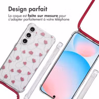 imoshion Coque Design avec cordon Samsung Galaxy S24 FE - Dusty Rose Connected Hearts