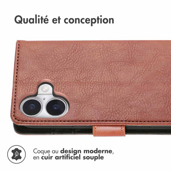 imoshion Étui de téléphone portefeuille Luxe iPhone 16 - Brun