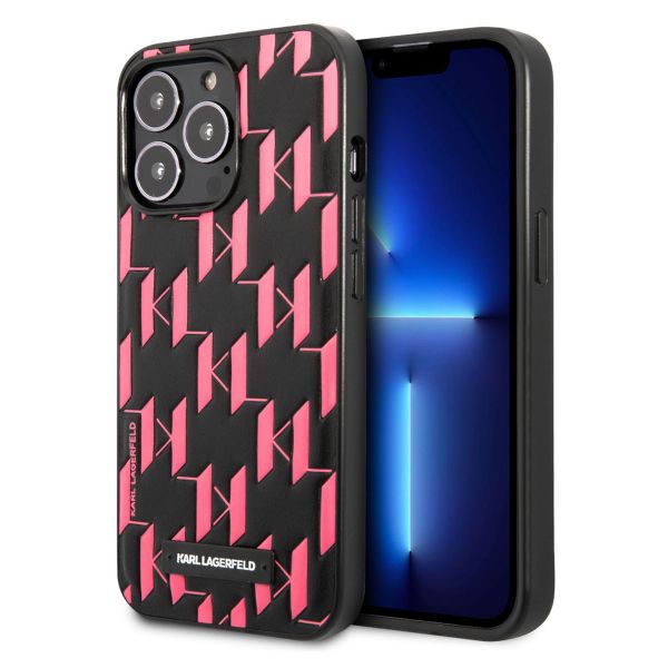 Karl Lagerfeld Coque arrière rigide Monogram Plaque iPhone 13 Pro - Rose