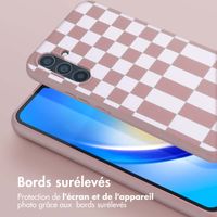 Selencia ﻿Coque design en silicone avec cordon amovible Samsung Galaxy A34 (5G) - Irregular Check Sand Pink