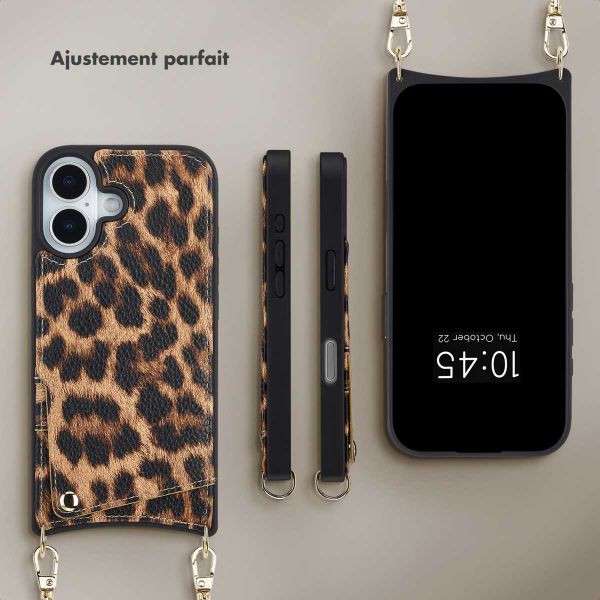 Selencia Coque de télephone Nova avec cordon et porte-cartes Apple iPhone 17 - Leopard