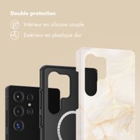 Selencia Coque arrière Vivid avec MagSafe Samsung Galaxy S25 Ultra - Golden Beige Marble
