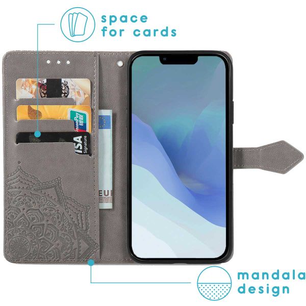 imoshion Etui de téléphone portefeuille Mandala iPhone 14 - Gris