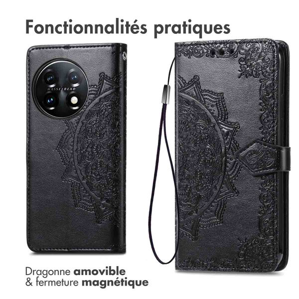 imoshion Etui de téléphone portefeuille Mandala OnePlus 11 - Noir