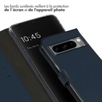 Selencia Étui de téléphone portefeuille en cuir véritable Google Pixel 8 Pro - Bleu