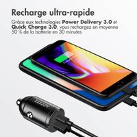 Accezz Chargeur de voiture | Chargeur rapide avec 2 ports - USB-A 30 watts + USB-C 65 watts - Noir