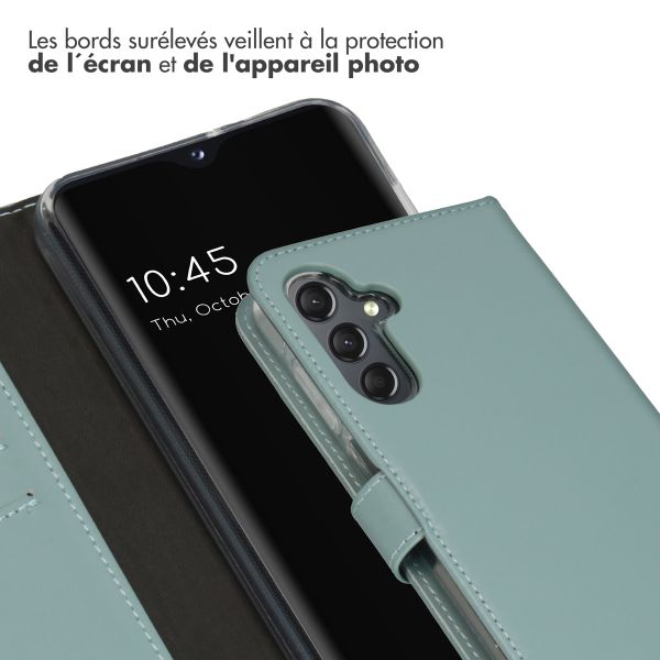 Selencia Étui portefeuille en cuir véritable Samsung Galaxy A25 (5G) - Air Blue