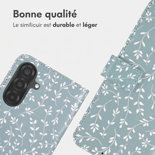 imoshion Étui de télephone portefeuille Design Samsung Galaxy A57 (5G) - Smoke Green Flowers