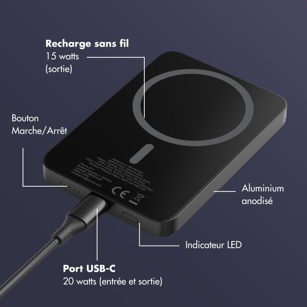 Selencia Powerbank Vivid 5 000 mAh - MagSafe et Qi2 - Black / Swirl Black
