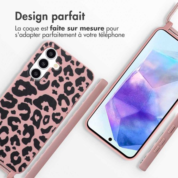 imoshion Coque design en silicone avec cordon Samsung Galaxy A36 - Animal Pink