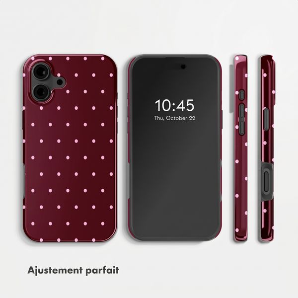 Selencia Coque arrière Vivid Apple iPhone 16 - Happy Dots Burgundy