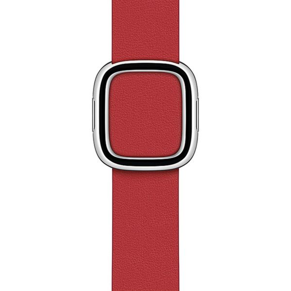 Apple Bracelet Leather Band Modern Buckle Apple Watch Series 1 t/m 9 / SE (38/40/41 mm) | Series 10 / 11 (42 mm) - Taille M - Scarlet Red