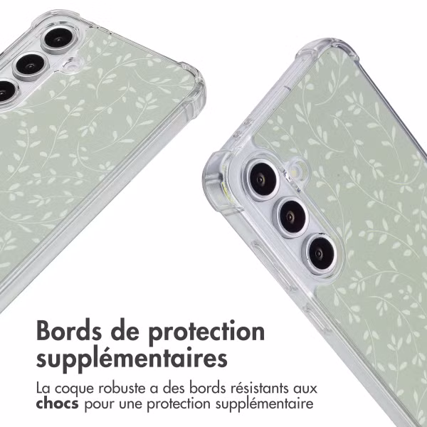imoshion Coque Design avec cordon Samsung Galaxy S24 FE - Smoke Green Flowers