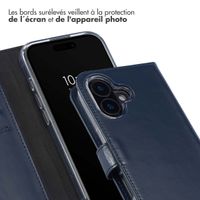 Selencia Étui portefeuille en cuir véritable Apple iPhone 16 Plus - Bleu