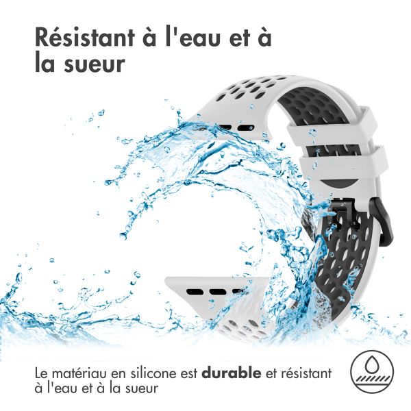 imoshion ﻿Boucle de bracelet de sport en silicone Apple Watch Series 1-9 / SE - 38/40/41 mm / Series 10 - 42 mm - Blanc / Noir