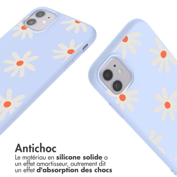 imoshion Coque design en silicone avec cordon Apple iPhone 11 - Lila Flower Distance