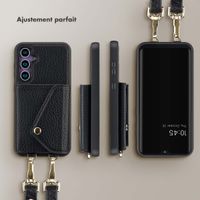 Selencia Coque à cordon avec porte-cartes enveloppe Sera Samsung Galaxy S23 FE - Noir