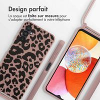 imoshion Coque design en silicone avec cordon Samsung Galaxy A14 (5G/4G) - Animal Pink