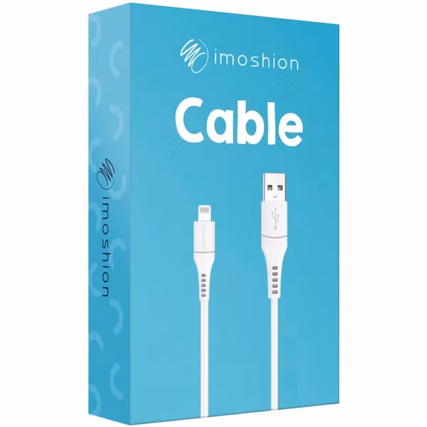 imoshion ﻿Câble Lightning vers USB - Non MFi - Textile tressé - 3 mètre - Blanc