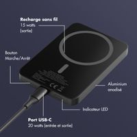 Selencia Powerbank Vivid 5 000 mAh - MagSafe et Qi2 - Black / Swirl Black