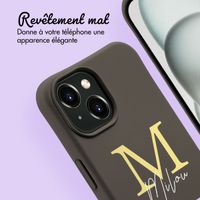 Coque de couleur personnalisée MagSafe avec cordon amovible  et lettre iPhone 15 - Black Coffee