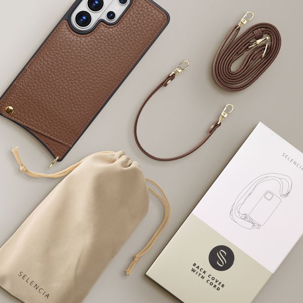 Selencia Coque de télephone Nova avec cordon et porte-cartes Samsung Galaxy S26 Ultra - Mocha Brown