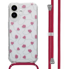 imoshion Coque Design avec cordon Apple iPhone 16 - Dusty Rose Connected Hearts