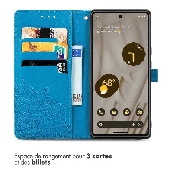 imoshion Etui de téléphone portefeuille Mandala Google Pixel 7a - Turquoise