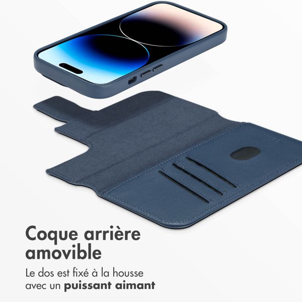Accezz Étui de télephone portefeuille en cuir 2-en-1 avec MagSafe Apple iPhone 14 Pro - Nightfall Blue