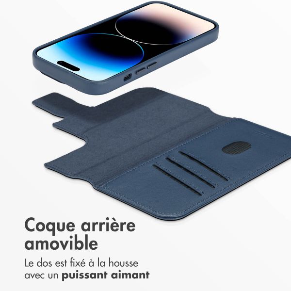 Accezz Étui de téléphone portefeuille en cuir 2-en-1 avec MagSafe iPhone 14 Pro - Nightfall Blue