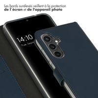Selencia Étui portefeuille en cuir véritable Samsung Galaxy S23 FE - Bleu