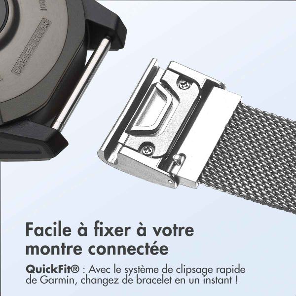 imoshion Bracelet QuickFit® Milanais  - Connexion Garmin 20 mm - Taille L/XL - Argent