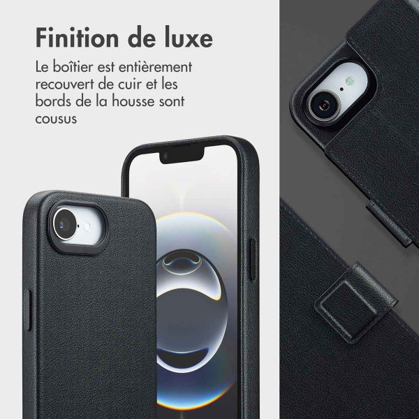 Accezz Étui de télephone portefeuille en cuir 2-en-1 avec MagSafe Apple iPhone 16e - Onyx Black