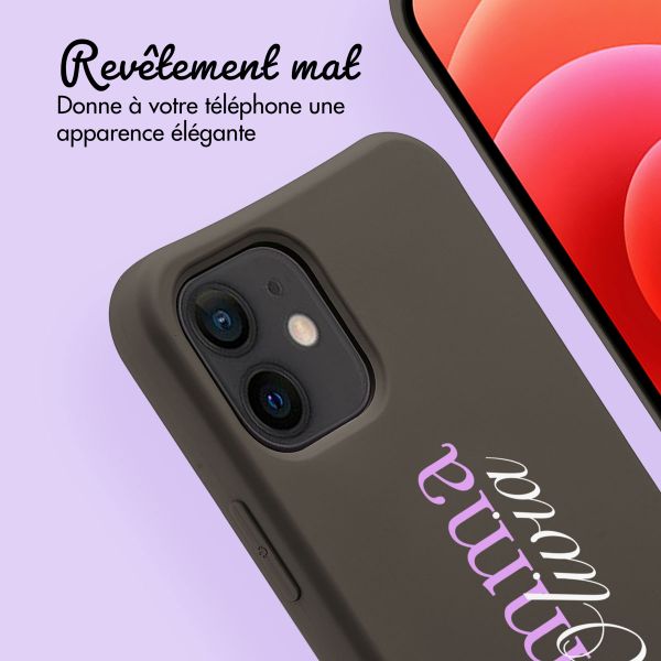 Coque de couleur personnalisée MagSafe avec cordon amovible  et nom iPhone 12 Pro - Black Coffee