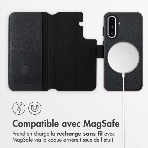 Accezz Étui de télephone portefeuille en cuir 2-en-1 avec MagSafe Samsung Galaxy A36 / A56 - Onyx Black