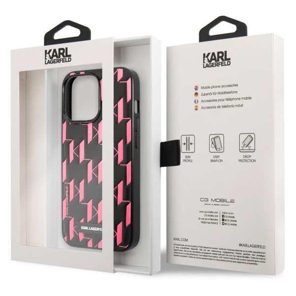 Karl Lagerfeld Coque arrière rigide Monogram Plaque iPhone 13 Pro - Rose