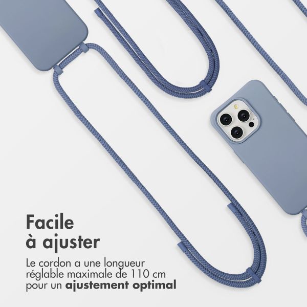imoshion Coque arrière Color avec cordon amovible et MagSafe Apple iPhone 15 Pro - Ash Blue