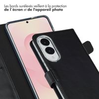 Selencia Étui portefeuille en cuir véritable Samsung Galaxy S25 Edge - Noir