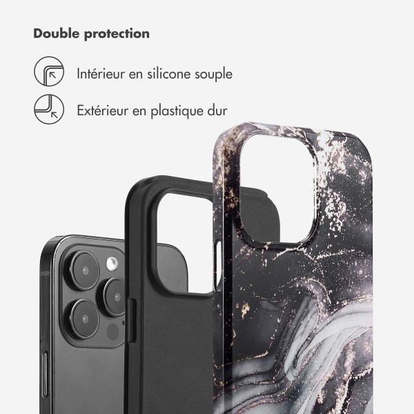 Selencia Coque arrière Vivid Tough iPhone 14 Pro Max - Chic Marble Black