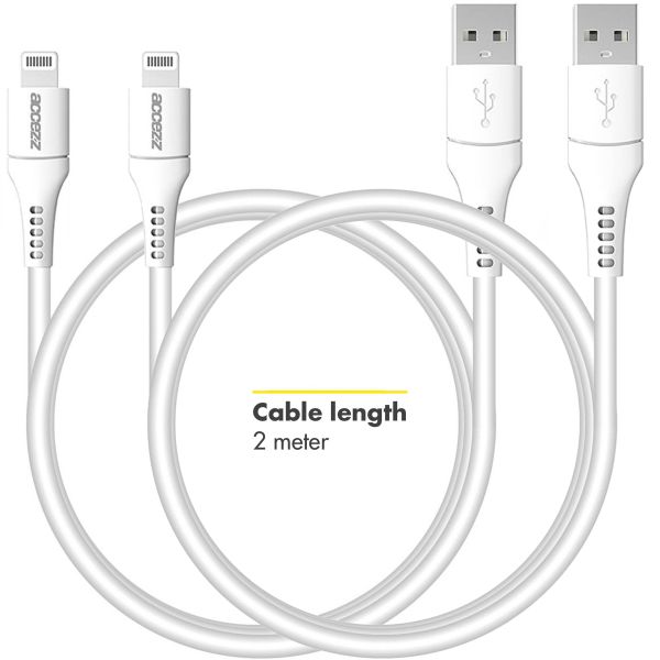 Accezz Le pack 2 Câble Lightning vers USB - Certifié MFi - 2 mètres - Blanc