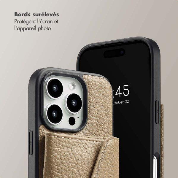 Selencia Coque à cordon avec porte-cartes enveloppe Sera iPhone 16 Pro - Beige