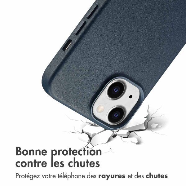 Accezz Coque arrière en cuir avec MagSafe Apple iPhone 14 - Nightfall Blue